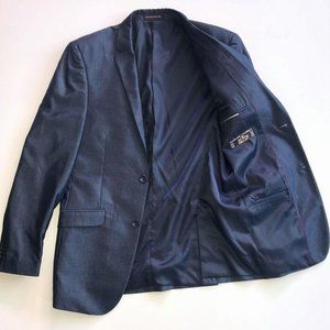 Three piece suit blue sharkskin Gulliano Couture